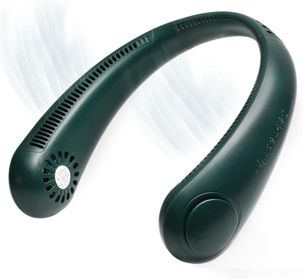 Portable Neck Fan,Hands Free Bladeless Fan 2400Mah Powered Mini Fan USB Charging Headphone Design Personal Wearable Fan Suitable for Outdoor/Home/Work, 3 Speeds-Dark Green