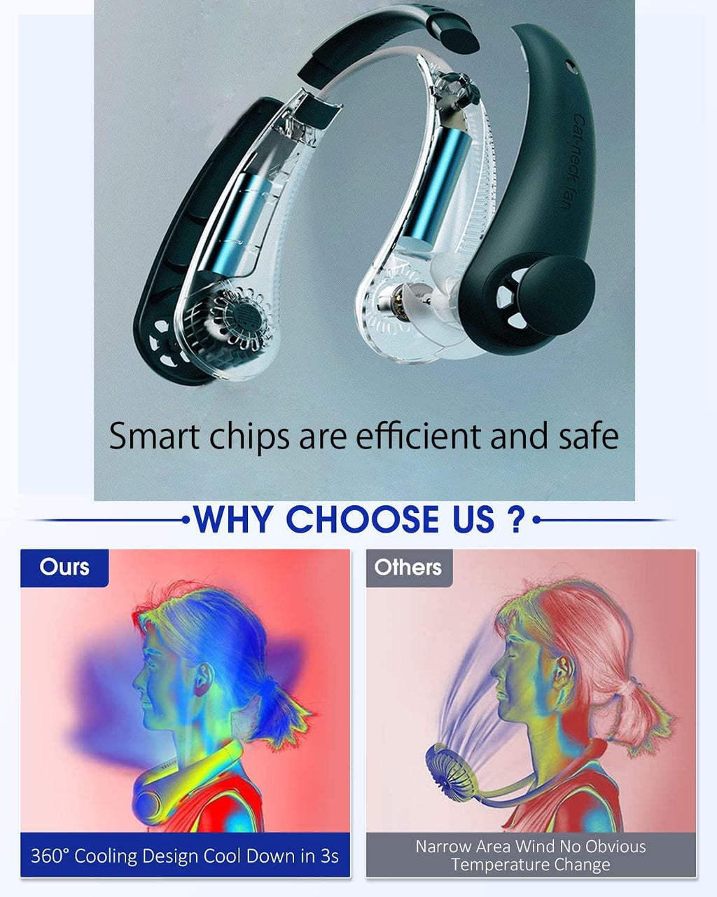 Portable Neck Fan,Hands Free Bladeless Fan 2400Mah Powered Mini Fan USB Charging Headphone Design Personal Wearable Fan Suitable for Outdoor/Home/Work, 3 Speeds-Dark Green