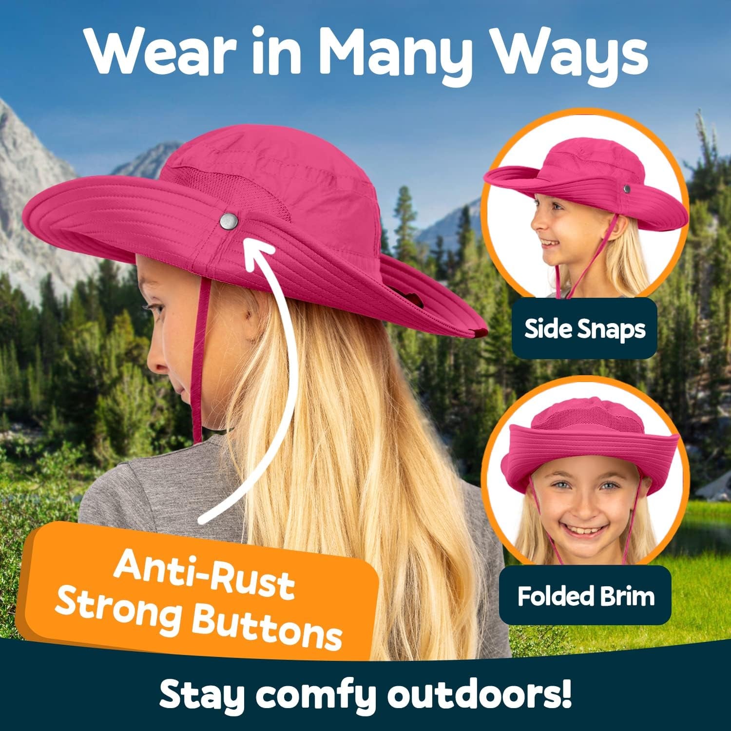 Safari Hats for Kids UPF 50+ Kids Sun Hats Boys & Girls Bucket Hat