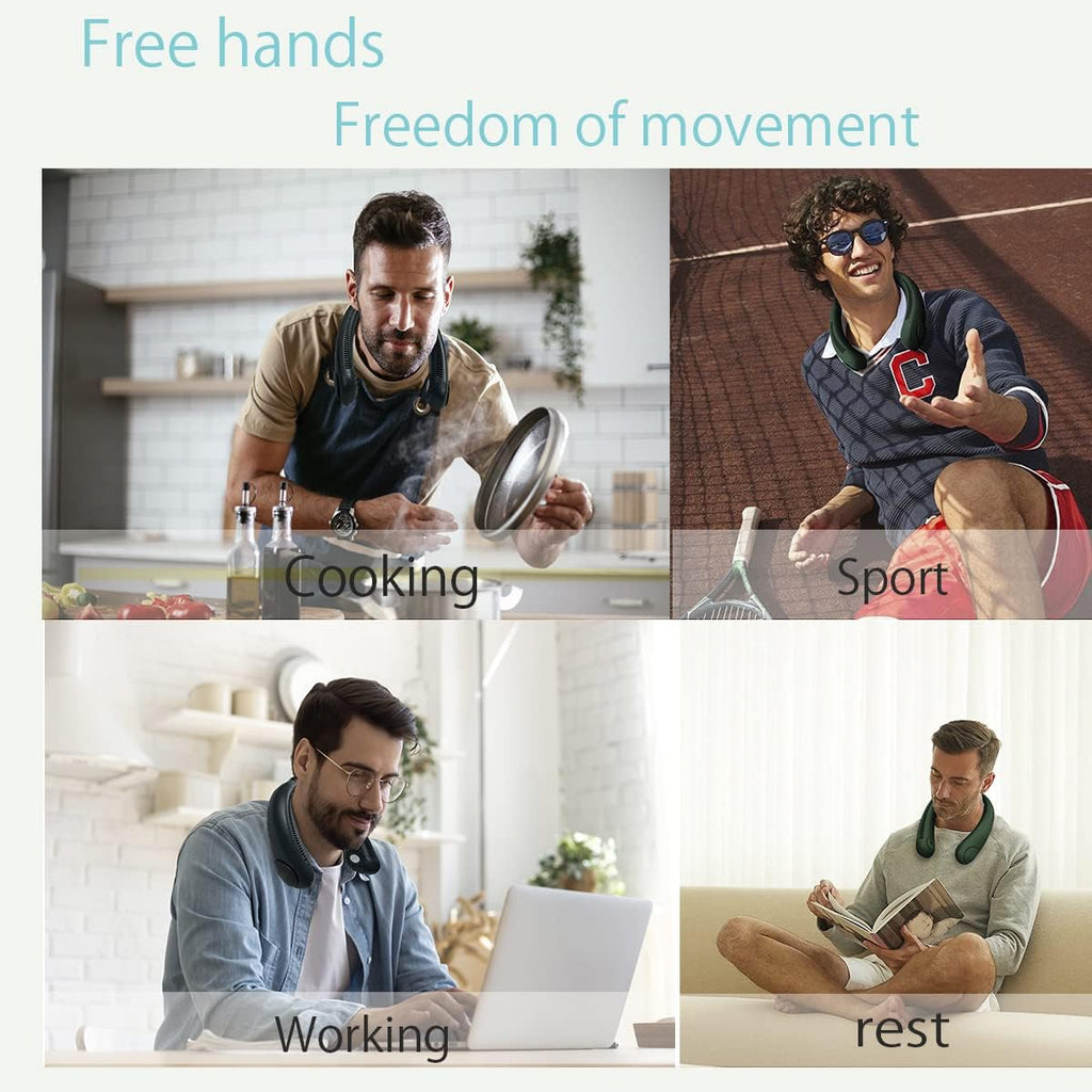 Portable Neck Fan,Hands Free Bladeless Fan 2400Mah Powered Mini Fan USB Charging Headphone Design Personal Wearable Fan Suitable for Outdoor/Home/Work, 3 Speeds-Dark Green