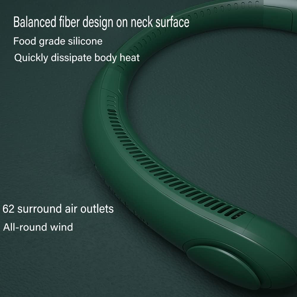 Portable Neck Fan,Hands Free Bladeless Fan 2400Mah Powered Mini Fan USB Charging Headphone Design Personal Wearable Fan Suitable for Outdoor/Home/Work, 3 Speeds-Dark Green